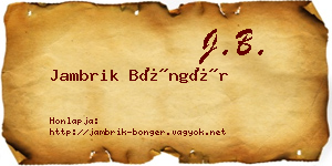 Jambrik Böngér névjegykártya
